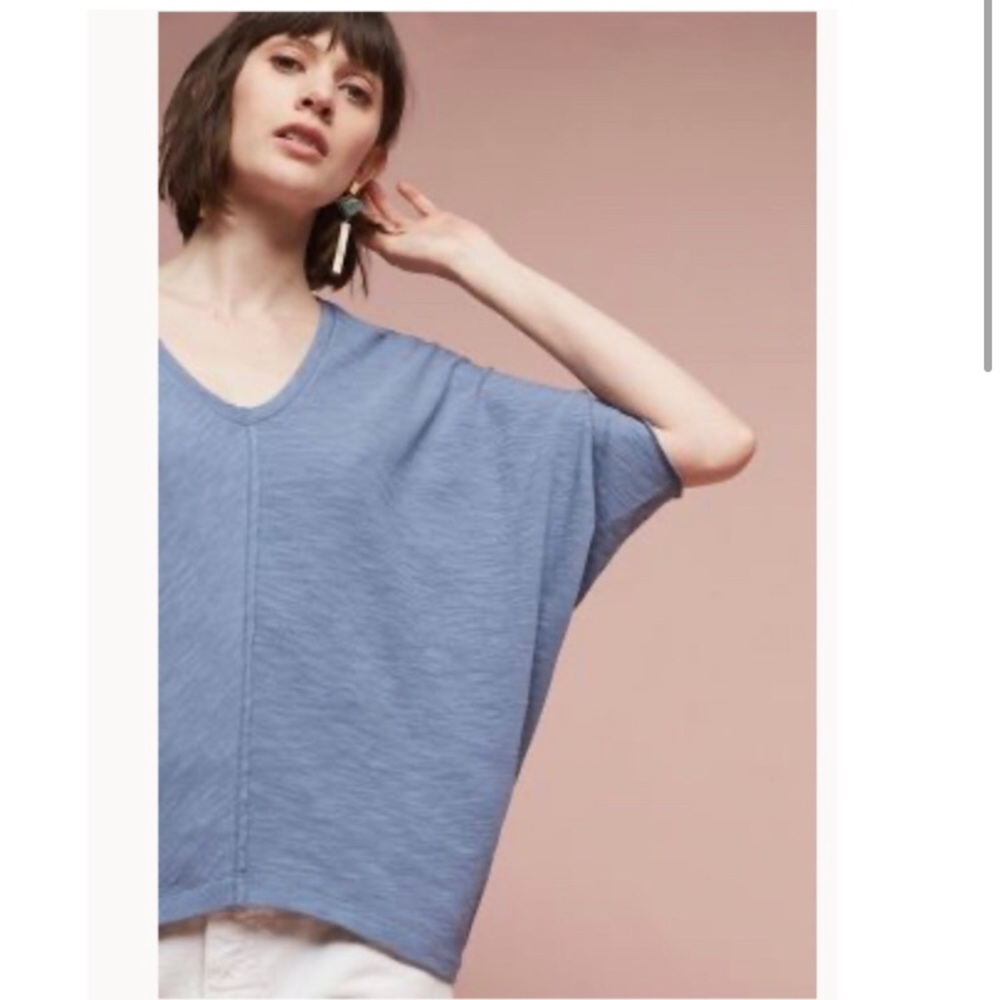 Anthropologie Bordeaux Noelie Blue V-Neck Dolman Top